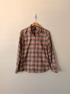 REI Plaid Button-Down Shirt in Green & Pink